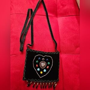 Black Velvet Beaded Purse